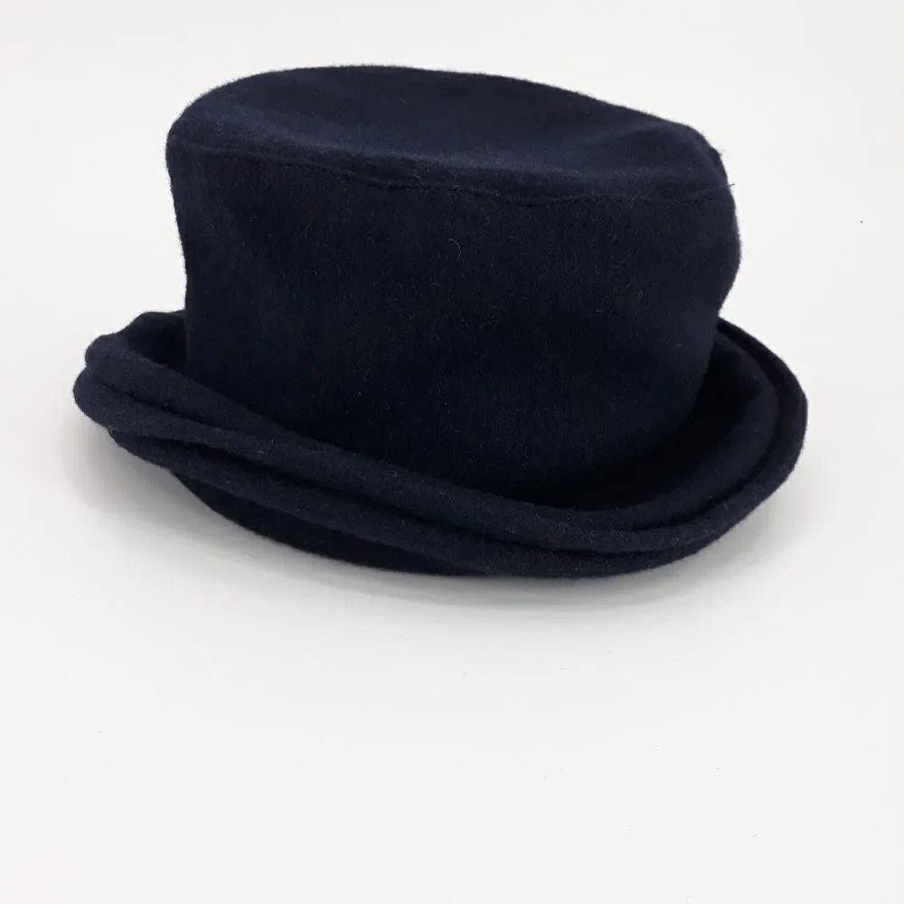 Vintage London Fog Hat Wool Bowler Top Hat Navy Made In USA One Size‎ - Picture 5 of 11